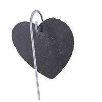 Moderne herzförmige Schiefer pflanzen etiketten im natürlichen Stil, die 16 Zoll auf einem Edelstahl-Metallstab hängen