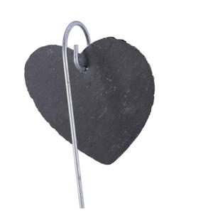 Étiquettes de plantes en ardoise en forme de cœur de style naturel moderne de 16 pouces suspendues à une tige en métal en acier inoxydable - Product Image 3
