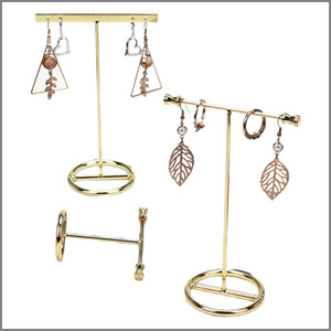 Metal T-Shaped <b>Earring</b> Holder Gold Round Flat <b>Top</b> Jewelry Display Rack 9.8x6x15cm - Product Image 5