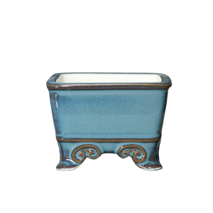 Square Zisha Bonsai <b>Pot</b> Miniature Handmade Crackle Glaze Ruyi <b>Feet</b> <b>Planter</b> - Product Image 5