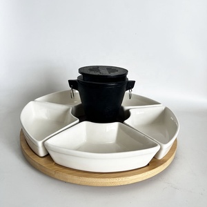 Plateau tournant Pu Pu à 5 compartiments, plats en céramique, dessert, chocolat, amuse-gueules, guimauve, plateau tournant paresseux, plateau de service pour collations - Product Image 2