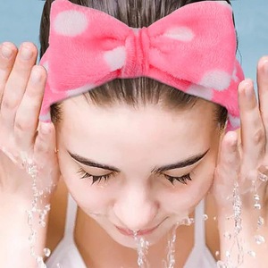 Mignon corail velours papillon noeud bandeau femmes lavage du visage bandeau maquillage sport cheveux accessoires bandeau pour femme - Product Image 2