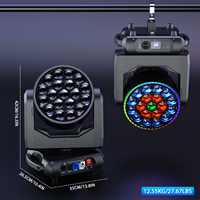 Projecteur à tête mobile 19*15W Bee Eyes avec zoom, faisceau, wash LED RGBW 4-en-1, éclairage DMX512 avec effets d'anneau RGB pour scène