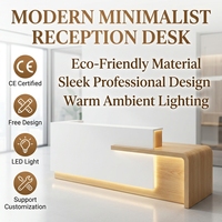 Comptoir de réception moderne et élégant avec éclairage LED, logo personnalisé, table de réception pour bureau, salon de beauté, hôtel, clinique