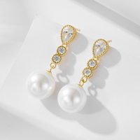 KE5376 Elegantes Pendientes de Perlas Colgantes para Regalo, Joyería Artesanal de Madreperla para Damas