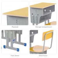 Ensemble bureau et chaise scolaire moderne à double tiroir, réglable en hauteur, pour position assise ou debout, avec poche pour sac à dos pour étudiants