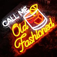 Enseigne néon LED « Call Me Old Fashioned » – Décoration murale en forme de verre à cocktail pour bar à domicile, cuisine, signalétique 12V