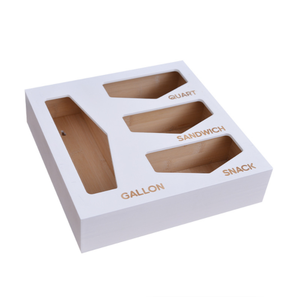 Bamboo kitchen drawer dispenser sealed plastic bag storage box finishing self-sealing bag storage organizer can be customized