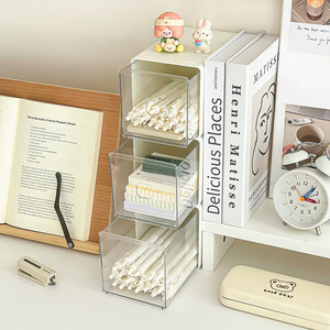 Acrylic Desktop Storage <b>Box</b> Rectangle Single Compartment Sealed Dustproof Organizer For Student Dormitories - Product Image 2