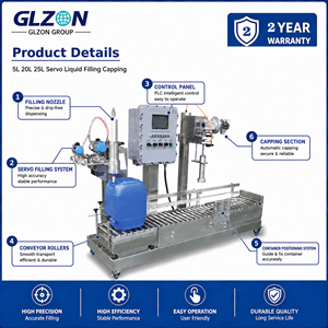 Machine de remplissage de bidons GLZON 5L <span class=keywords><strong>20L</strong></span> 25L, machine de remplissage, d'étiquetage et de bouchage servo pour huile, shampoing, savon, acide - Product Image 3