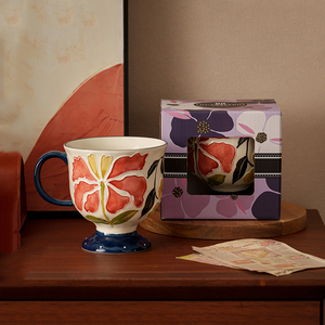 Vintage Style Floral Ceramic Coffee Mug Embossed Porcelain Tea Cup Strawberry Lemon Mug - Product Image 5