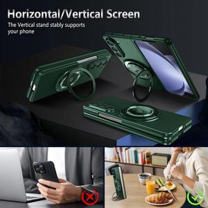 <span class=keywords><strong>Coque</strong></span> de téléphone magnétique sans fil de couleur unie pour Galaxy Z Fold 3 4 5 6 7, étui antichoc avec support métallique - Product Image 6