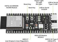 Carte de développement ESP-WROOM-32 ESP32 ESP-32S, WiFi double mode 2,4 GHz + Bluetooth, processeur microcontrôleur double cœur intégré