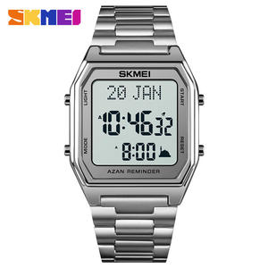 Suxuan New 1763 Montre Qibla de prière arabe musulmane Montre-bracelet Azan islamique en acier inoxydable <span class=keywords><strong>doré</strong></span> - Product Image 6