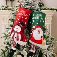 Decoración Navideña Familiar para Fiestas, Santa Claus, Muñeco de Nieve, Calcetines de Regalo, Medias Navideñas Grandes, Figuras y Juguetes de Tela