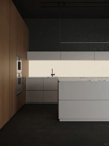 Ensemble d'armoires de cuisine modernes sans poignées Song Design, panneaux MDF, portes en verre, taille et couleur personnalisables, garantie 5 ans, cuisines - Product Image 6