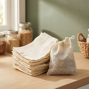 Sachets filtrants à thé en coton naturel recyclables et réutilisables Loonde avec poignée Flexiloop, qualité alimentaire, enduits pour thé en vrac, café et épices - Product Image 3