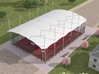 Structure de membrane tendue à grande portée personnalisée, structure en acier, terrain de basket-ball, auvent en tissu PVDF, toit d'ombrage pour sports de plein air