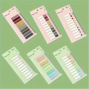 แท็บสีโมรันดี PET - กระดาษโน้ตแบบมีกาวในตัว 10 สี เขียนได้ พร้อมไม้บรรทัดสำหรับทำเครื่องหมายหน้า - Product Image 6