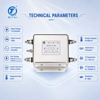 Filtro de Línea de Alimentación CA QEMA2-A7-100A, 100A 250VAC, Terminal Faston de 136mm para Distribución de Energía Industrial