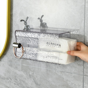 Boîte à mouchoirs murale avec poignée en forme de lapin, rangement en acrylique transparent pour salle de bain, chambre à coucher, salon, usage décoratif - Product Image 3