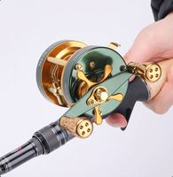ORJD Moulinet de pêche Baitcasting pour saumon truite appât coulée CNC métal rétro vert jigging bateau à la traîne tambour moulinets de pêche