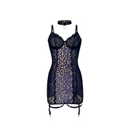 Chemise de nuit d'été sexy et respirante pour femme, style chic européen et américain, à imprimé léopard, en dentelle, col en V, avec armatures en mousse à mémoire de forme et bretelles en maille transparente