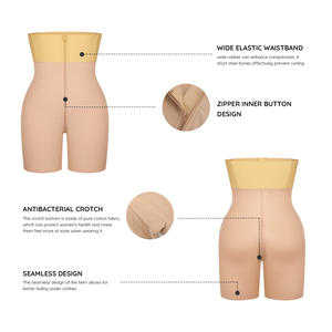 Hexin Cremallera Cintura alta Cintura elástica ancha Control de barriga para mujer Body Shaper Colombianas Butt Lifter BBL Shorts - Product Image 3