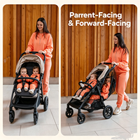 Poussette double pour bébé, nouveau-né à 3 ans, cadre en alliage d'aluminium, capacité de charge de 20 kg, pliage compact, capote réglable, amortissement des chocs
