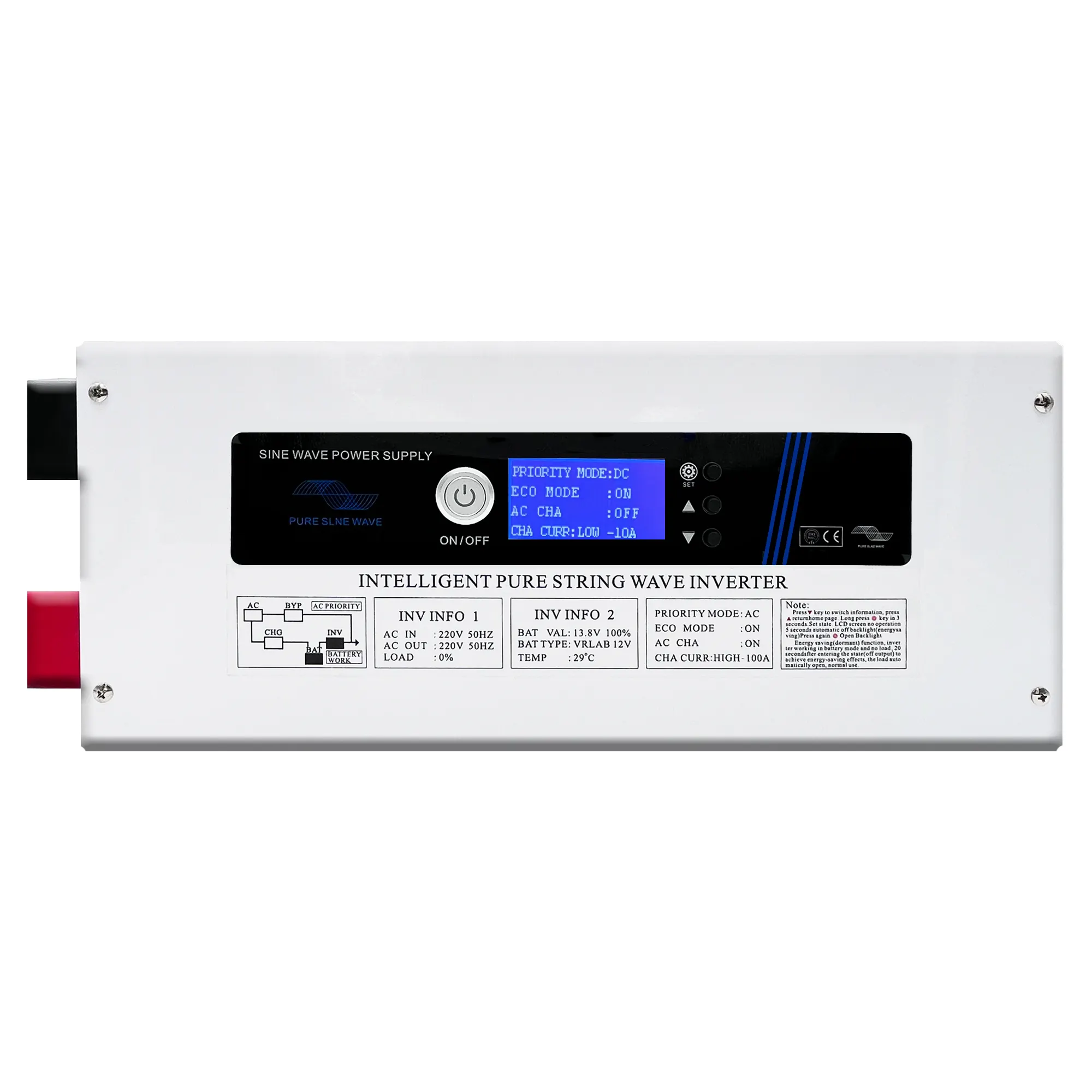 Niederfrequenz-Stromwechselrichter mit reiner sinuswelle 2000 W mit UPS-Funktion, Batterieladegerät und LCD-Display