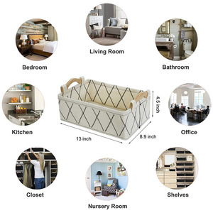 Panier de rangement en feutre personnalisé pour bureau, cosmétiques, maquillage, sous-vêtements, chaussettes, <span class=keywords><strong>soutien</strong></span>-<span class=keywords><strong>gorge</strong></span>, avec poignée en bois - Vente en gros - Product Image 4