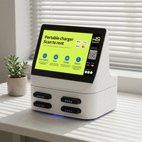 Borne de recharge tactile 10,1 pouces en libre-service, mini distributeur de batteries externes de comptoir, sortie 60W, location, 5000mAh, ultra-mince