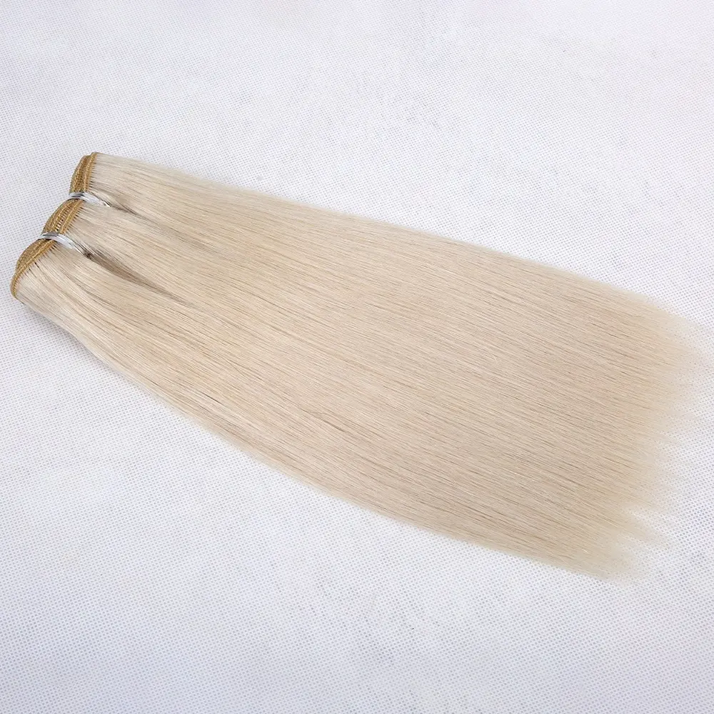 Maagdelijke Europese Remy Hair Extensions Witte Blonde Kleur Echt Menselijk Haar Inslag Menselijk Haar Bundels