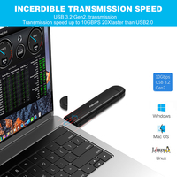 Caja portátil de aluminio PCIe NGFF a Usb 3,2 Adaptador 10Gbps Tipo C M2 NVME SATA Caja externa Ssd