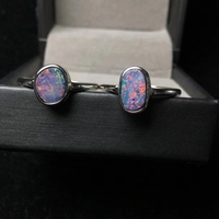 Bague opale australienne argent 925 bijoux réglables anneaux cristal naturel pour cadeau de mariage