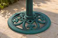 Bain d'oiseaux Verdigris Sundial avec base de jardinière, en résine écologique résistante aux intempéries, style Art Déco, piédestal extérieur pour oiseaux sauvages