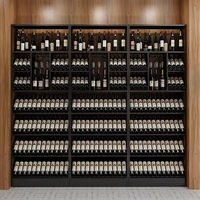 Porte-bouteilles convertible moderne en acier inoxydable durable et bois massif, offrant un rangement élégant et pratique pour bar, salle à manger, usage luxueux