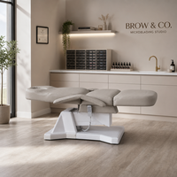 Table de beauté électrique à 3 moteurs, compacte, avec accoudoirs rabattables, gain de place, hauteur réglable, pour microblading, tatouage, cils, studio, salon, spa