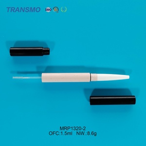 Crayon à sourcils double tête personnalisable avec logo, tube noir pour eye-liner et crayons à lèvres, avec pinceau fin - Product Image 1