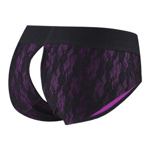 HM 2 couleurs 6 tailles différentes sangle sur gode O anneau dentelle entrejambe culotte slip Sexy ouvert entrejambe sous-vêtements lesbiens - Product Image 3