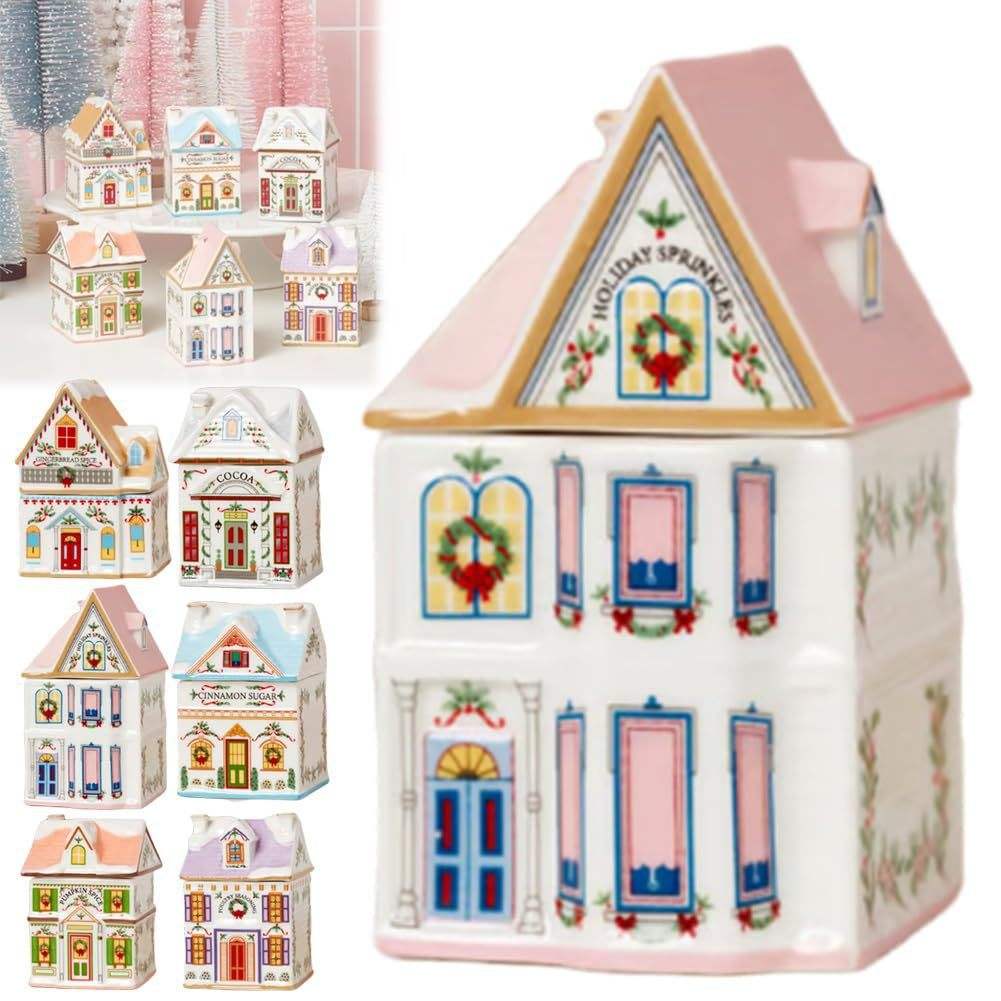 Christmas holiday village spice house-pink