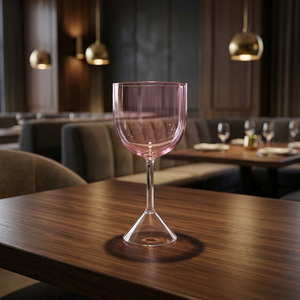 Gobelet classique à long pied en plastique rose incassable, réutilisable et sans BPA pour fêtes et mariages - Product Image 3