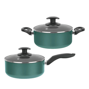 Juego de Ollas y Sartenes de Cerámica Moderna con Revestimiento de Mármol, Tapas de Vidrio, Asas de Baquelita, Antiadherente, 6 Piezas, de Aluminio, Compatible con Inducción - Product Image 3