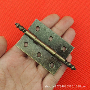 Bisagra de latón antiguo con cabeza de corona 40x86mm, 6 orificios, para puerta de armario, herraje decorativo - Product Image 2