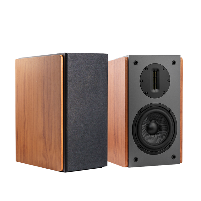 For Passive Bookshelf Speakers-100W*2 2-Way MDF Wood Color 4-Piece Set-Needs Amplifier/Receiver to Operate Private Mold