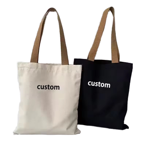 Custom Canvas Tote <b>Bag</b> <b>Medium</b> <b>Size</b> Letter Print Shopping <b>Bag</b> Daily Use Shoulder Handle Beige Black Color Cotton <b>bags</b> - Product Image 1