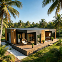 Maison préfabriquée en bois haut de gamme avec piscine, design moderne de toit plat, maison de luxe pour jardin, plage ou montagne