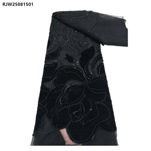 <span class=keywords><strong>Nigeria</strong></span> Bán Buôn Nhung Hoa Thêu Đính Cườm Pháp Ren Vải Châu Phi Sequin Đính Cườm Thêu Nhung Lưới Vải Ren - Product Image 6