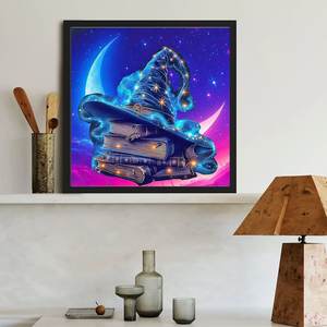 Cappello da strega fatto a mano 40*40CM pittura creativa con diamanti regalo completo rotondo <span class=keywords><strong>di</strong></span> alta qualità 5D acrilico decorazione per la casa pittura a diamante - Product Image 4