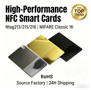 Carte de visite professionnelle NFC programmable en métal mat CLF, puces NTAG215/216, étanche, logo gravé au laser, carte intelligente pour accès hôtelier - Product Image 1